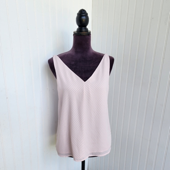 Express Women's Polka Dot Pink White Strappy Double V Neck Tank Top S - Picture 5 of 12